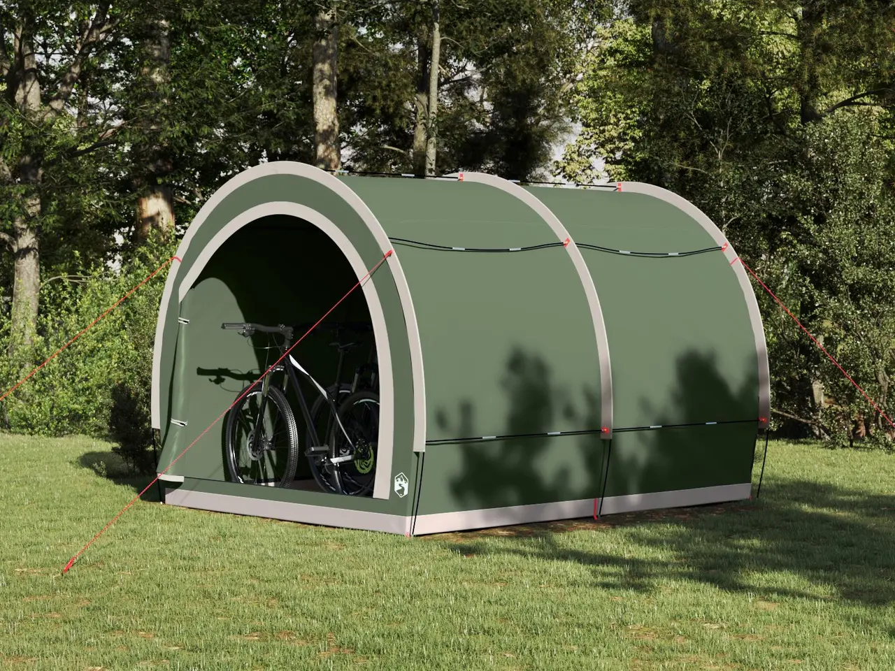Billede 1 - Cykelopbevaringstelt i taft - grøn, 256 x 222 x 182 cm