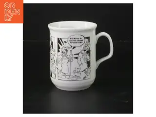 Porcelænskrus med tegneserie (str. Ø 7,5 cm højde 10 cm)