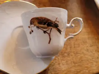 Kaffekopper med fuglemotiver