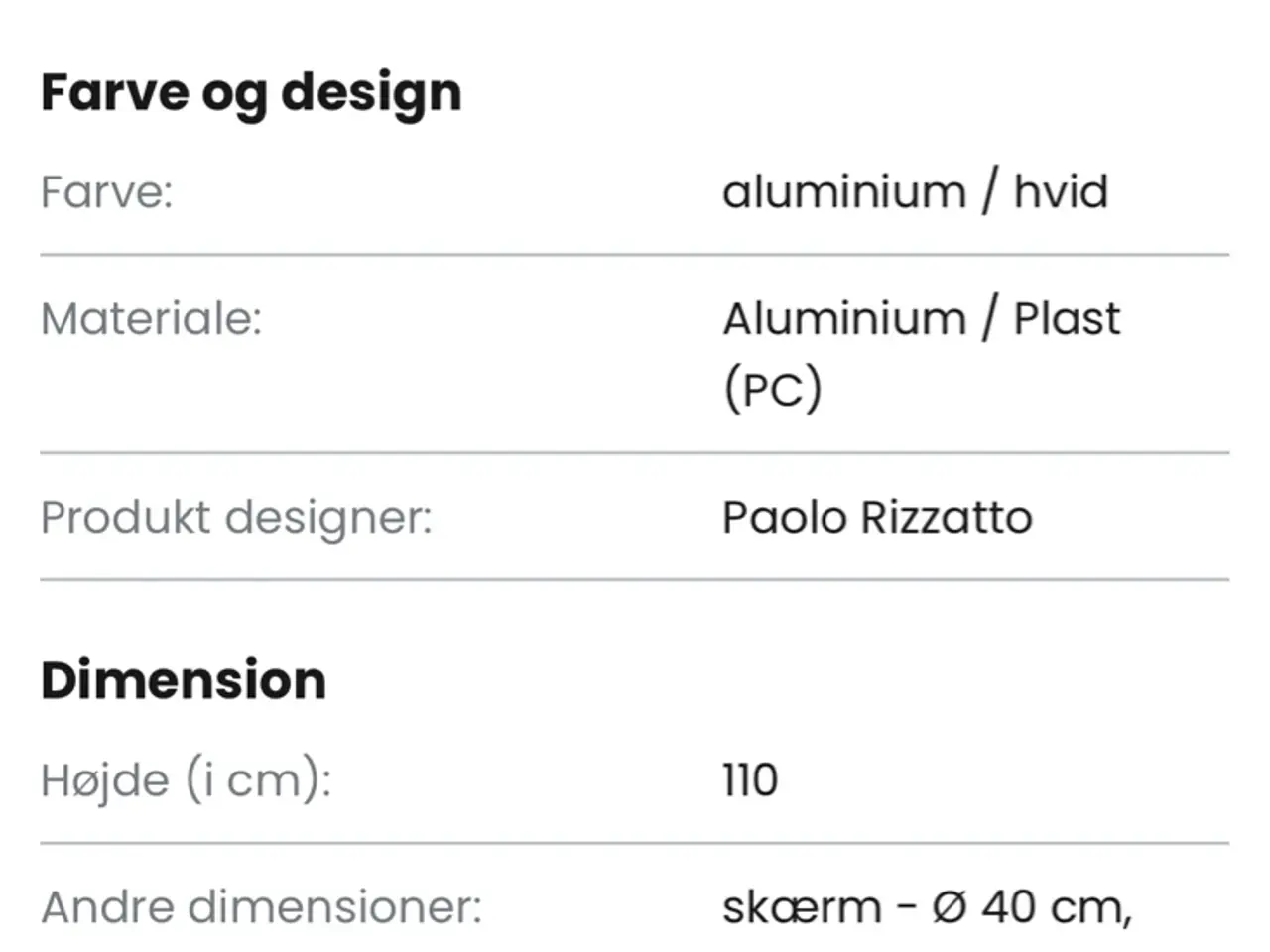 Billede 5 - 2 design lamper Paolo Rizzatto Costanza 