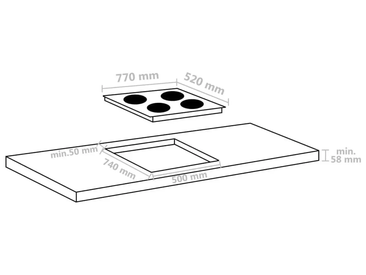 Billede 4 - Induktionskogeplade 77 cm - 4 zoner, Touch Control, 7.000 W, glas - sort