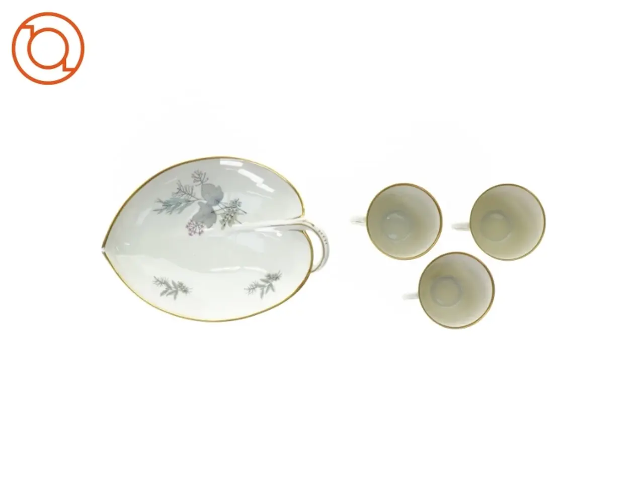 Billede 3 - Fad og kaffekopper fra Kjøbenhavns Porcellains Maleri (str. Fad 25 x 18 x 4 cm t kop 8 x 6 cm)