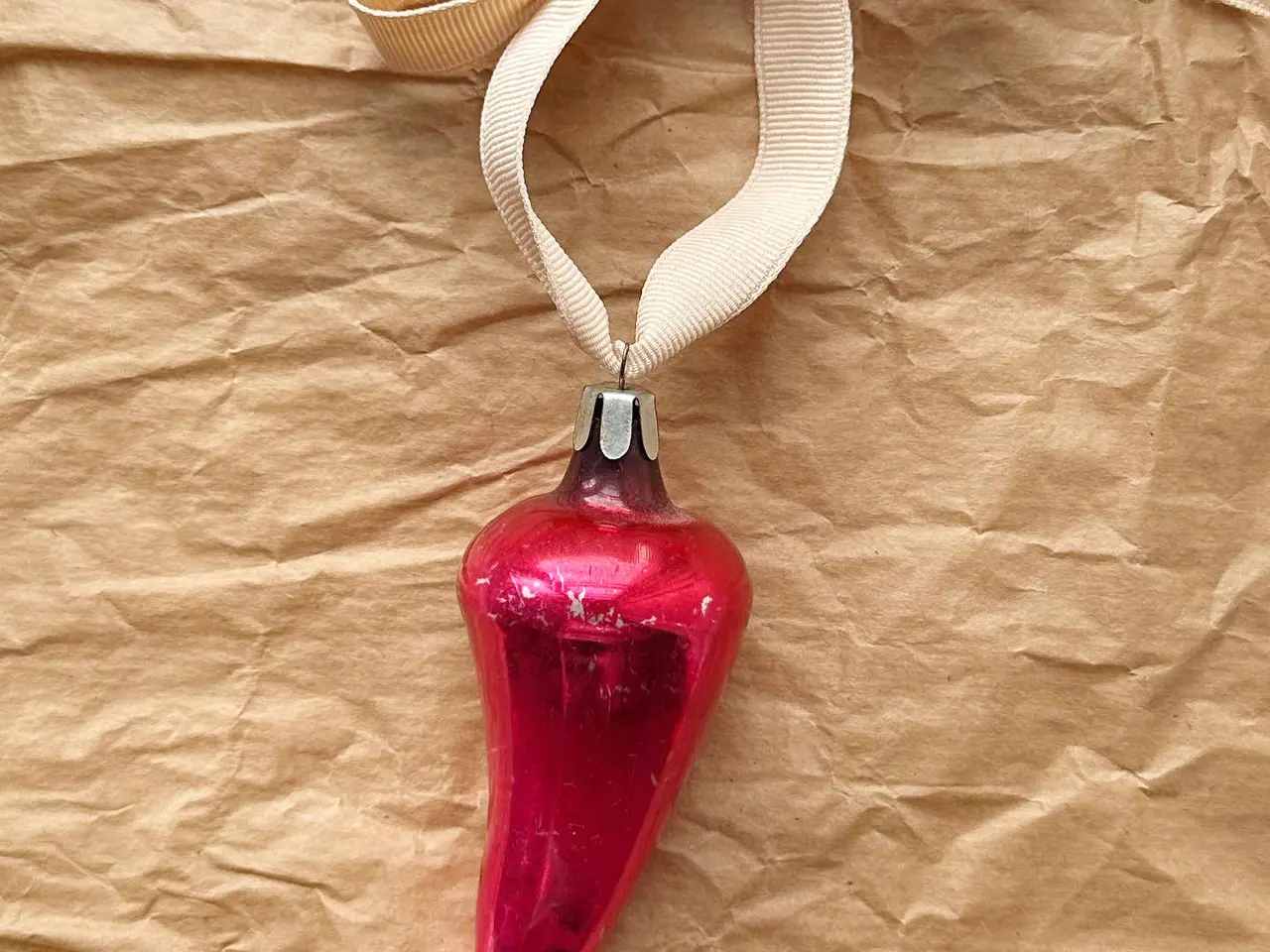 Billede 1 - Vintage julekugle, rød chili