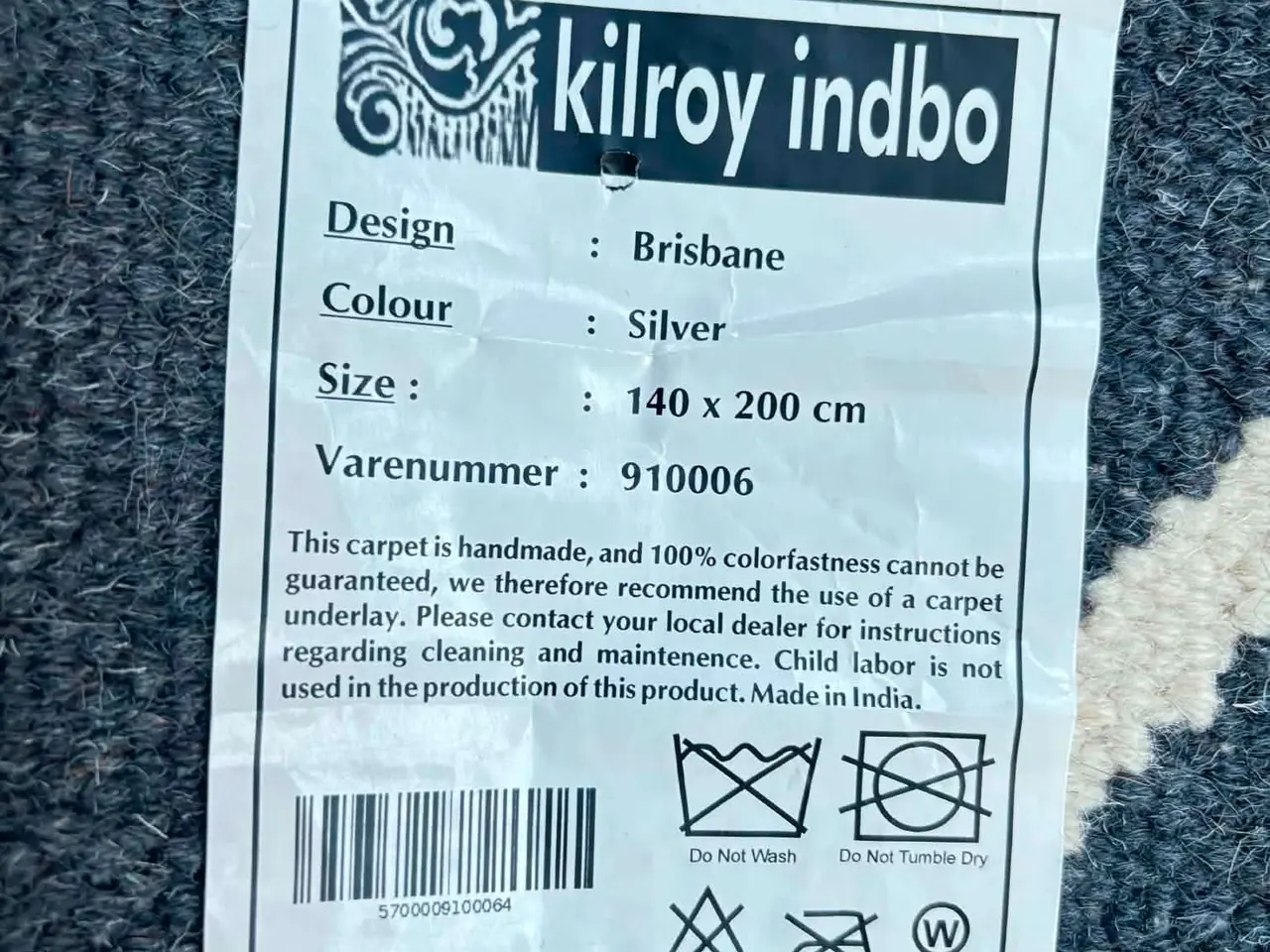 Billede 5 - Brisbane uldtæppe 140 × 200 cm – Håndlavet – Silve