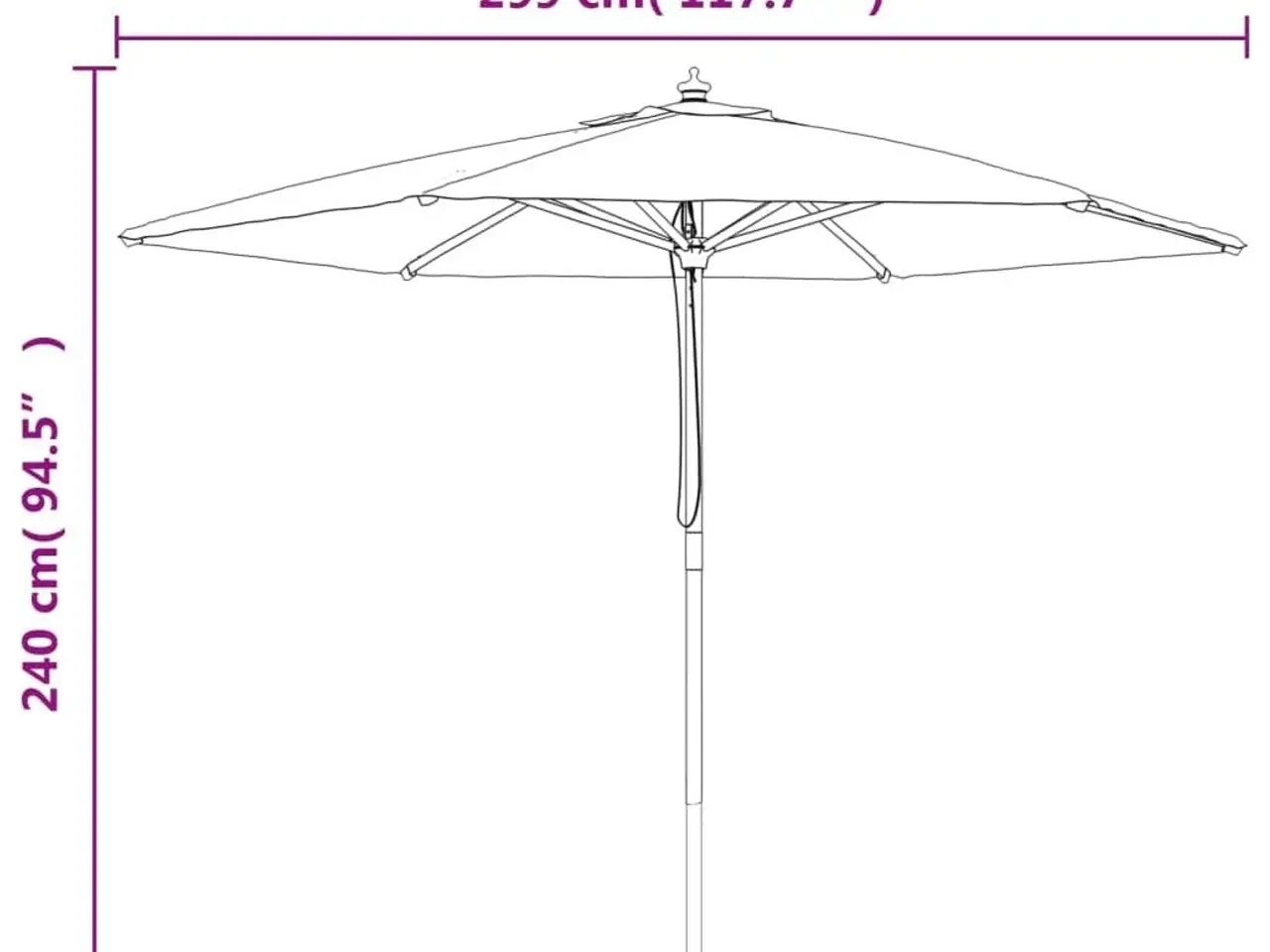 Billede 8 - Haveparasol med træstang 299 x 240 cm - grøn