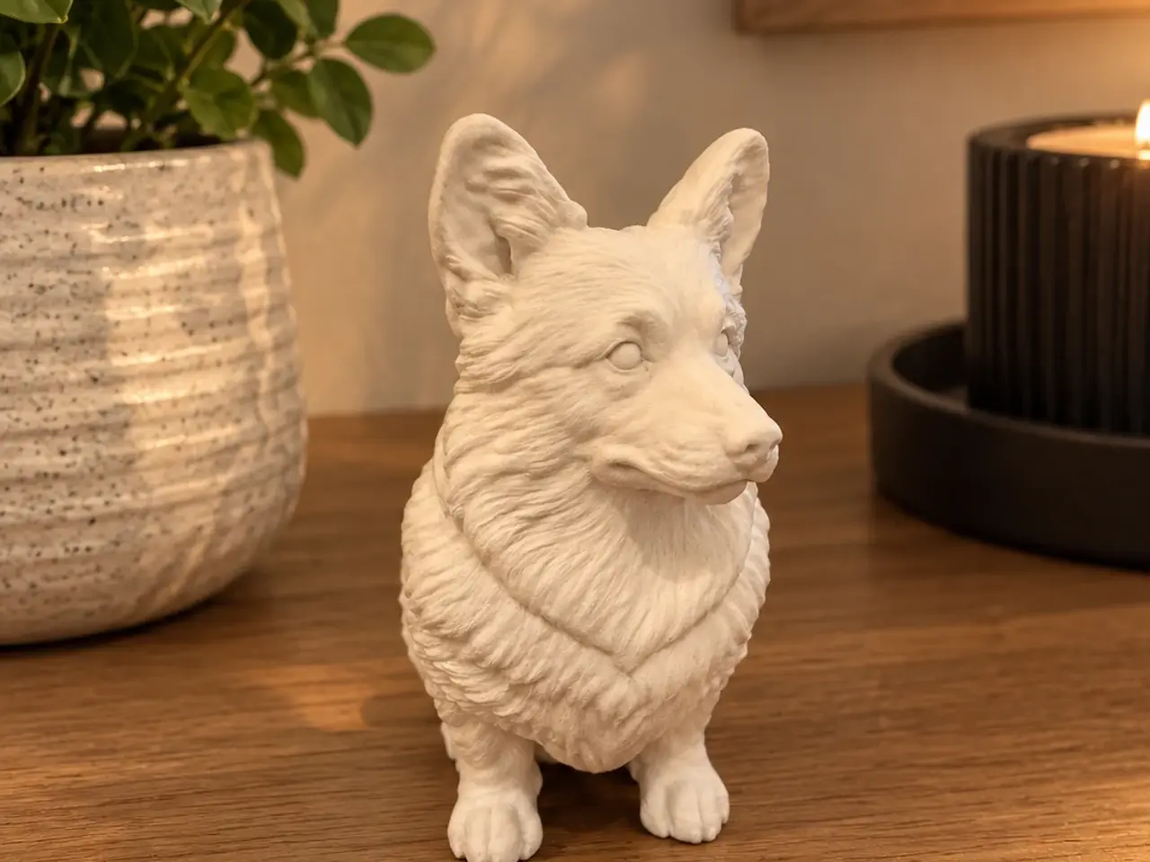 Billede 2 - Corgi Hundefigur i Mat Hvid - 10 cm