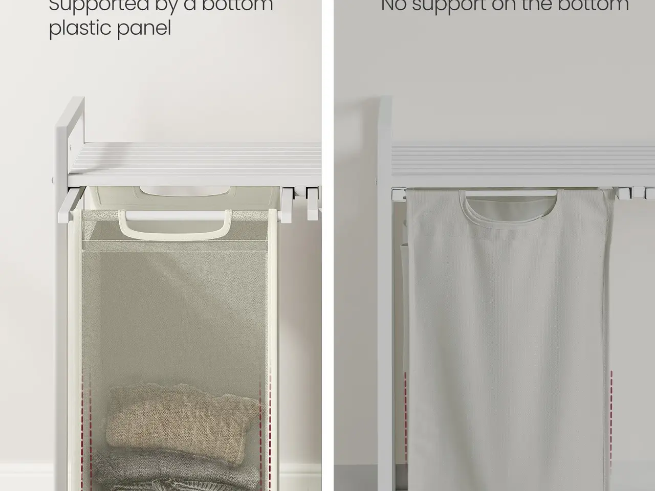 Billede 5 - Vasketøjssorterer med hylde og 3 poser - 120 l, Cloud White og hvid