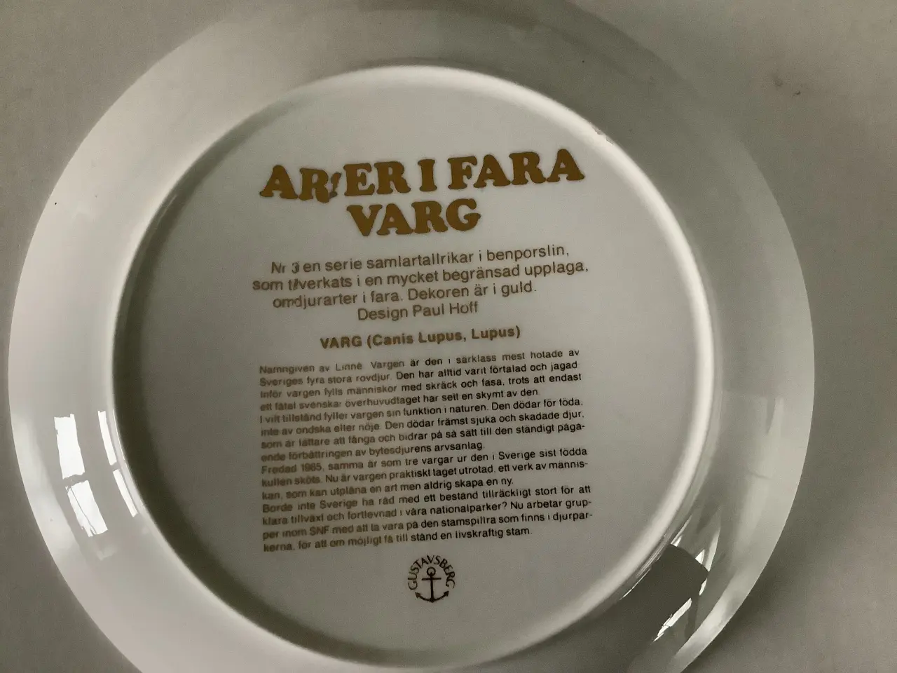 Billede 4 - Gustavsberg " Arter i Fara" 5 forskellige