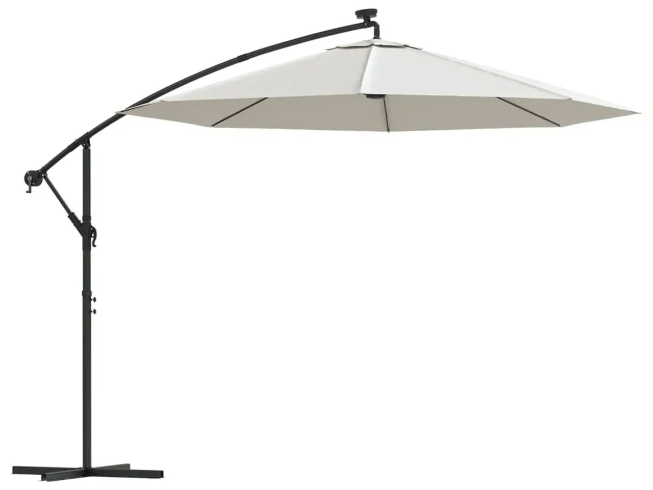 Billede 2 - Hængeparasol med LED-belysning 300 cm - sandfarvet, metalstang