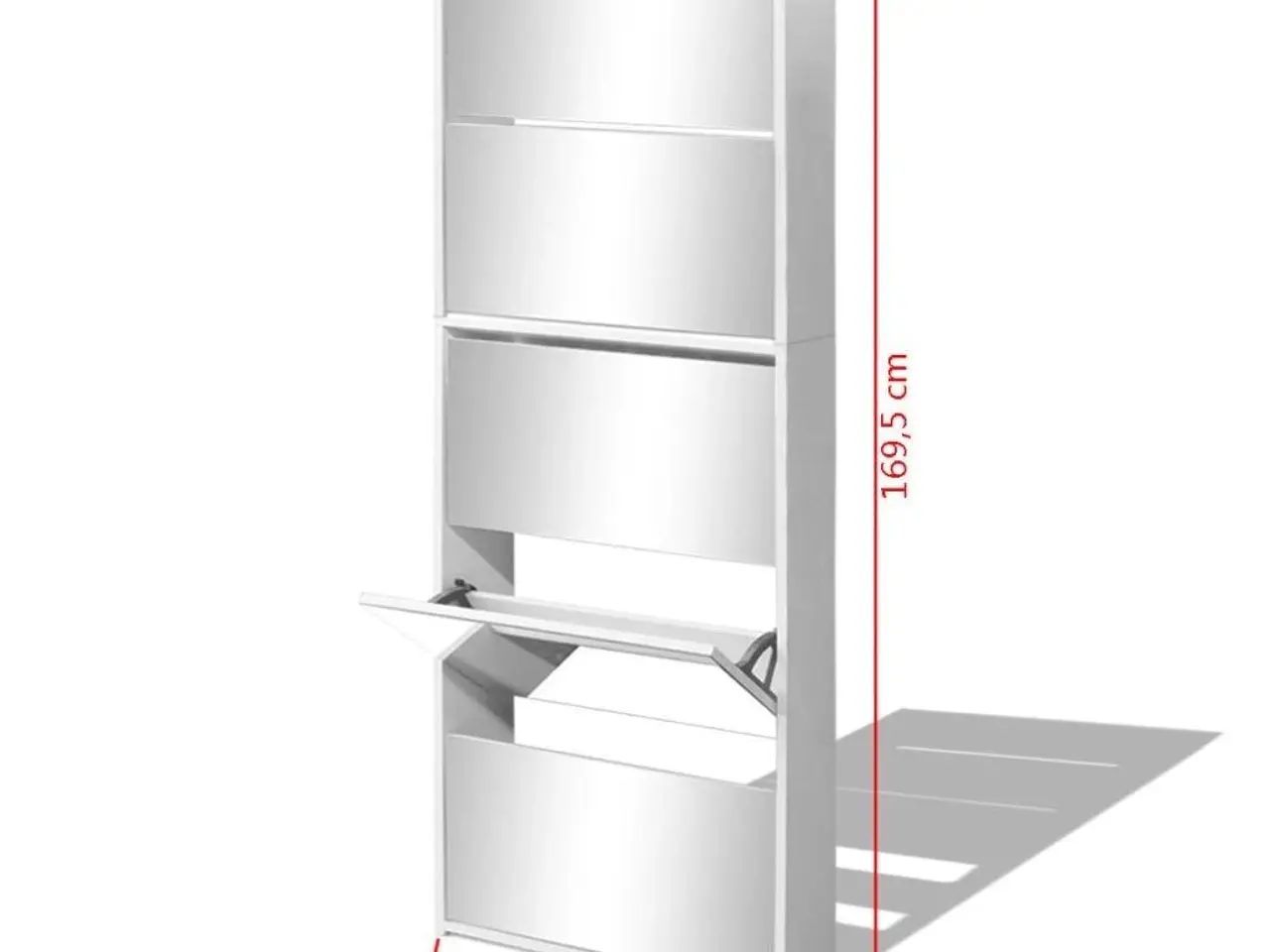 Billede 5 - Skoskab med spejl - 5 rum, 63×17×169,5 cm, hvid