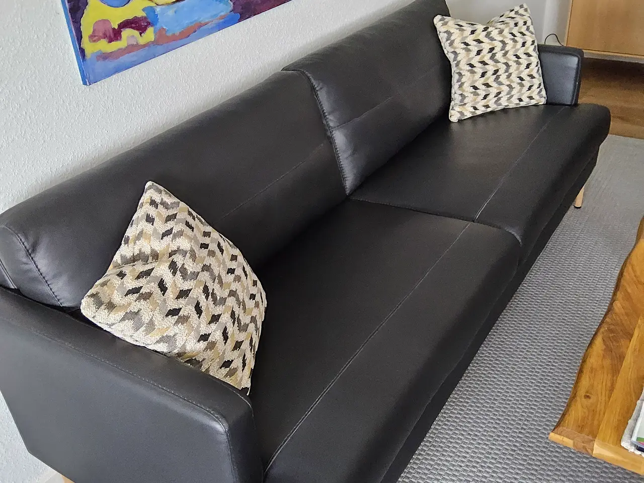 Billede 1 - sort læder sofa
