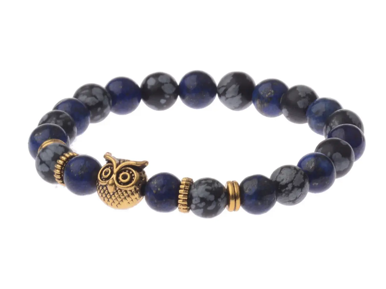 Billede 4 - Armbånd i blå lavasten-Charm:UGLE