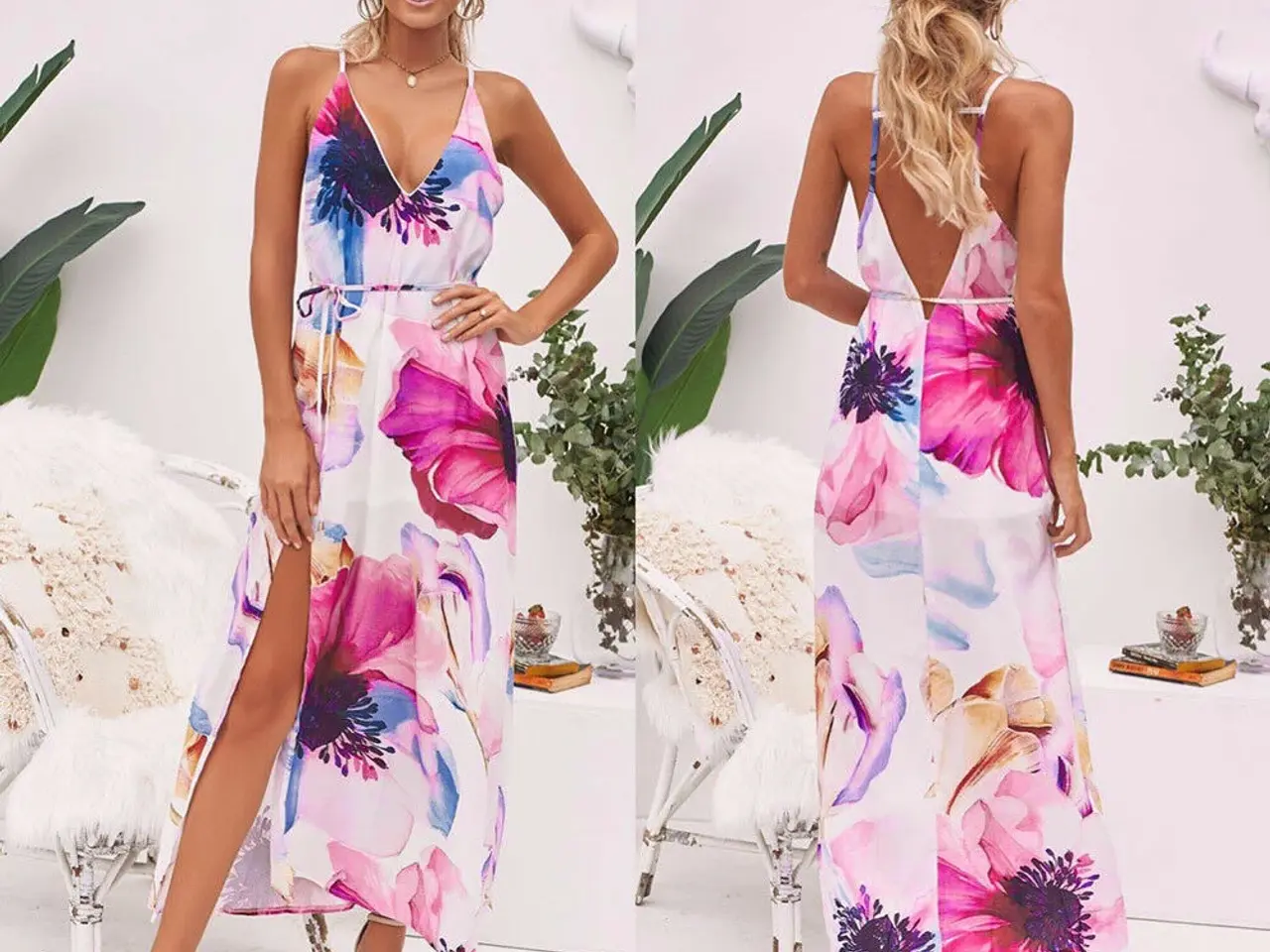 Billede 4 - maxi. multifarvede blomster. Str.40/42