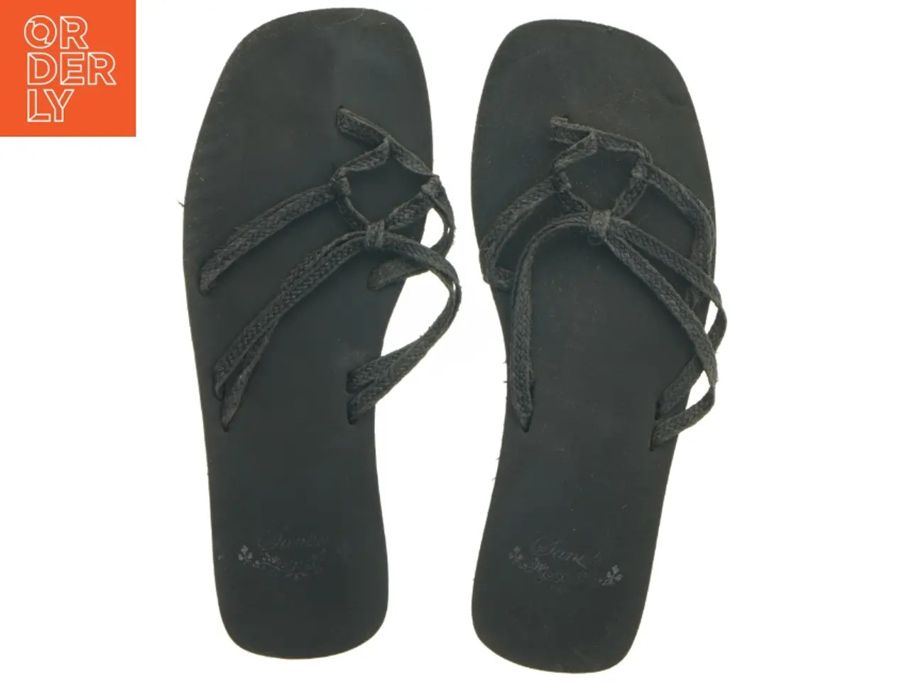 Billede 1 - Sort flip-flops med fletremme (str. længde 25 cm)