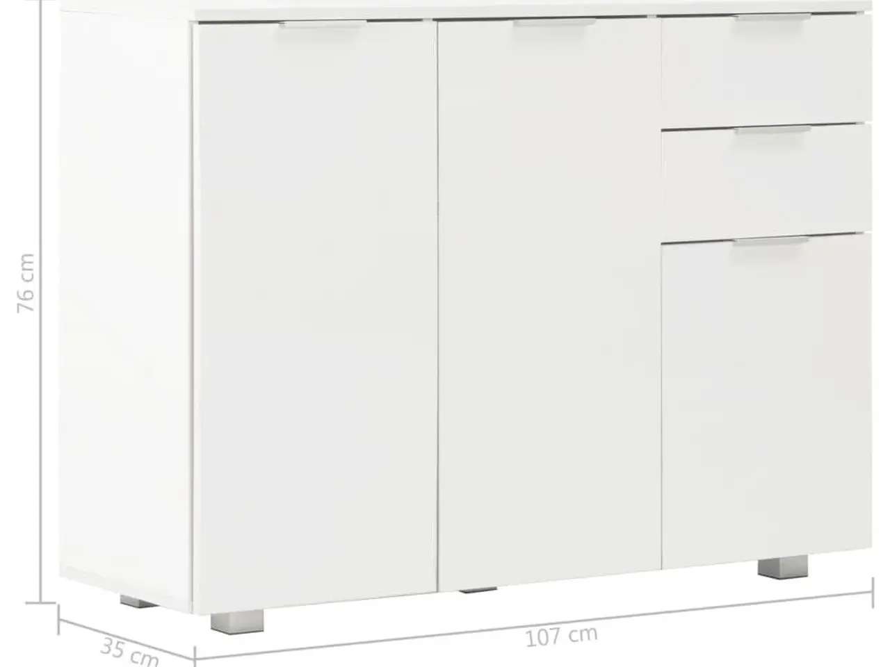 Billede 8 - Skænk 107×35×80,5 cm - hvid højglans, med 2 skuffer og 3 låger