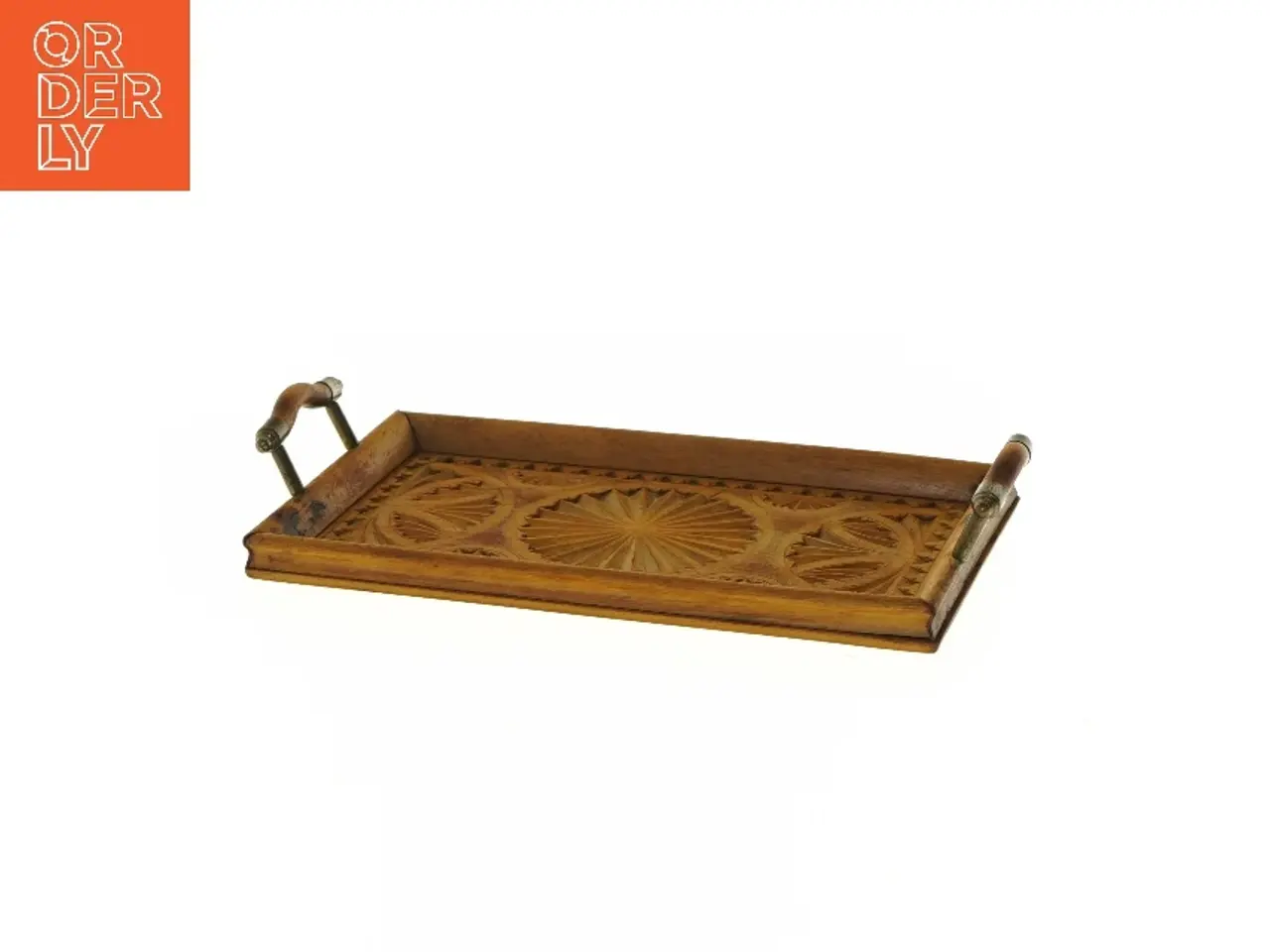 Billede 1 - Art Nouveau Træbakke med udskæringer (str. 24x14 cm)