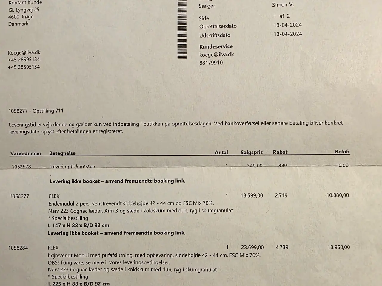 Billede 6 - Lædersofa med chaiselong og puf