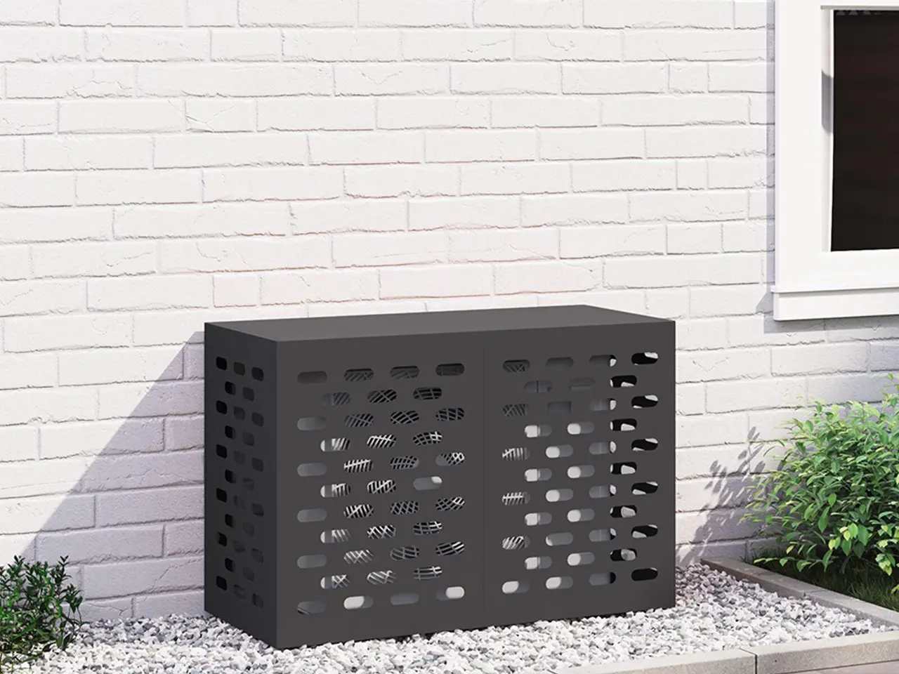 Billede 1 - Airconditiondække i stål - sort 90 x 40 x 60 cm