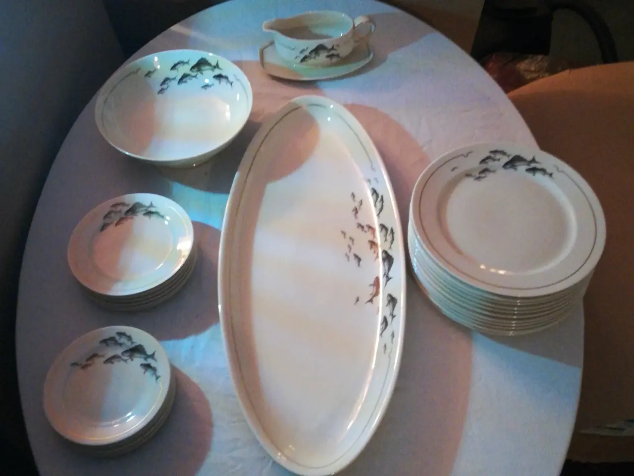 Billede 1 - Porcelæn stel fiskeretter.