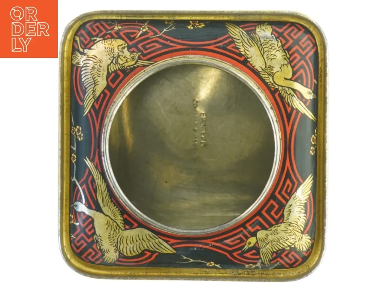 Billede 4 - Vintage Tindekasse med Asiatiske Motiver (str. H. 22 cm. 14,5 x 14,5 cm)