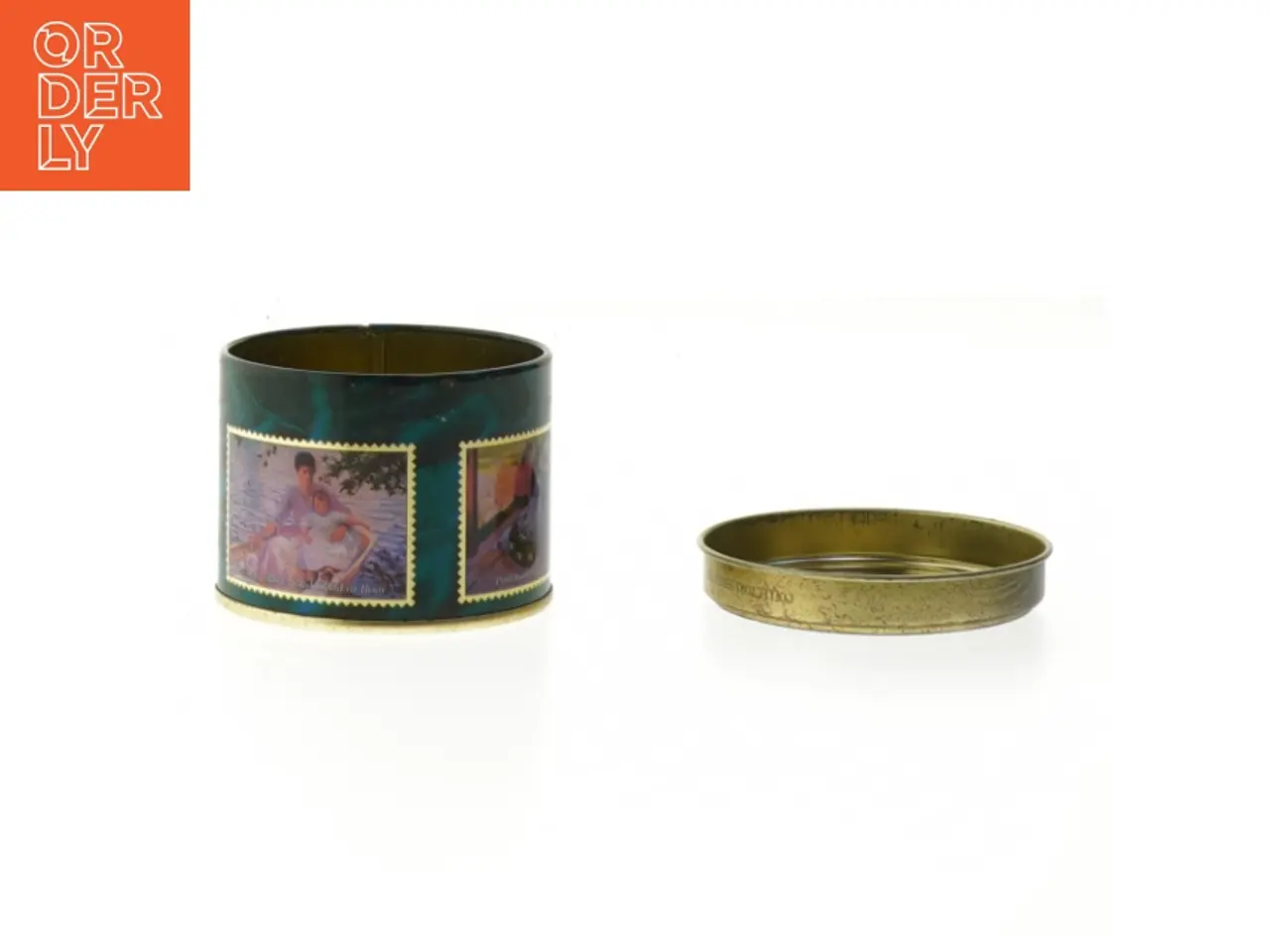 Billede 2 - Monet dekorativ metalæske (str. Ø. 7 cm. længde. 5,5 cm)