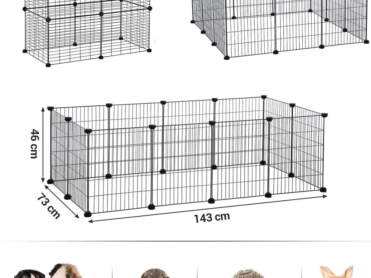 Billede 4 - Smådyrs løbegård i metal - sort, 143 x 73 x 46 cm