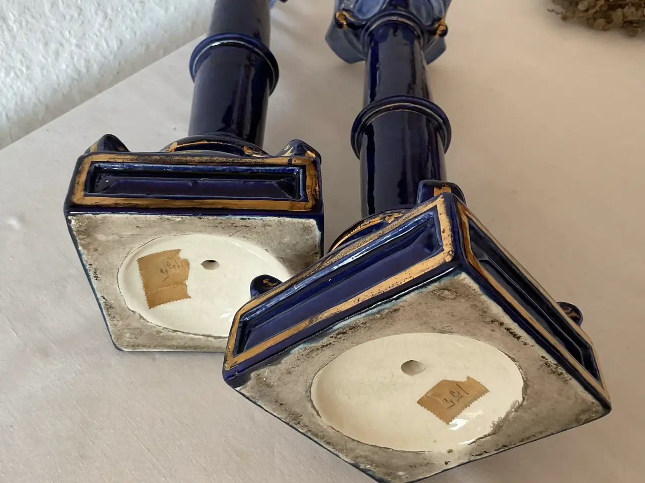 Billede 3 - Lysestager antik koboltblå porcelæn.