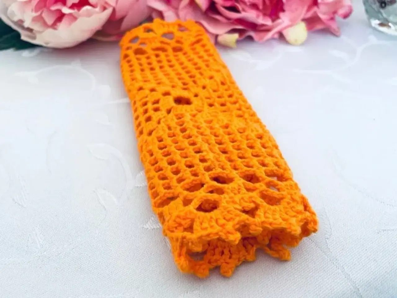 Billede 4 - Servietter orange håndarbejde