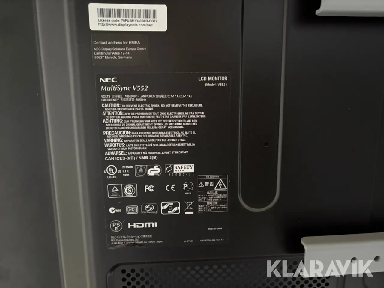 Billede 11 - Konferenceskærm på stativ NEC Multisync V552 - 55"