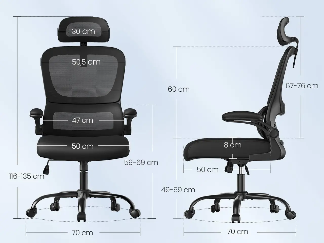 Billede 3 - Ergonomisk kontorstol i mesh OBN041B01 - sort