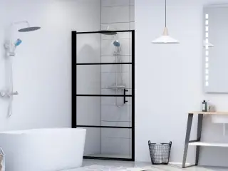 Brusedør 81 x 195 cm hærdet glas sort