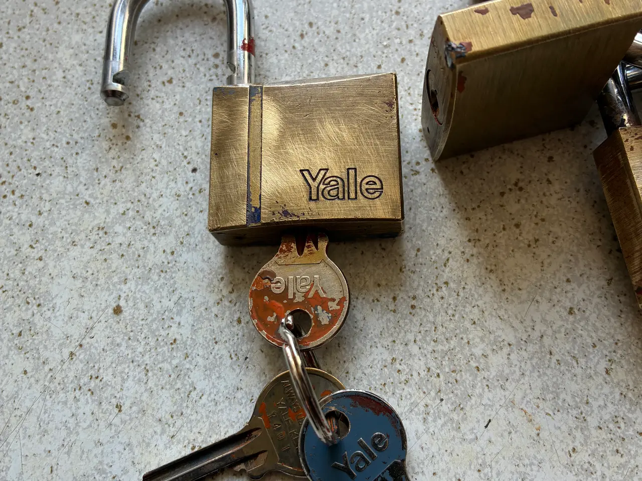 Billede 2 - 6 ens Yale hængelåse med 3 nøgler