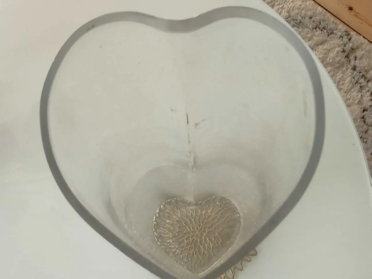 Billede 1 - Sød hjerte vase i glas/ frostet glas