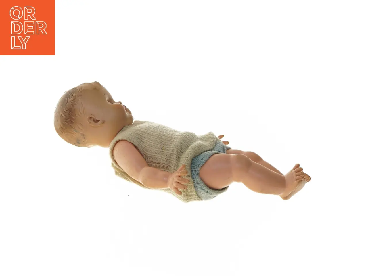 Billede 3 - Vintage dukke med strikbeklædning (str. 33 cm)