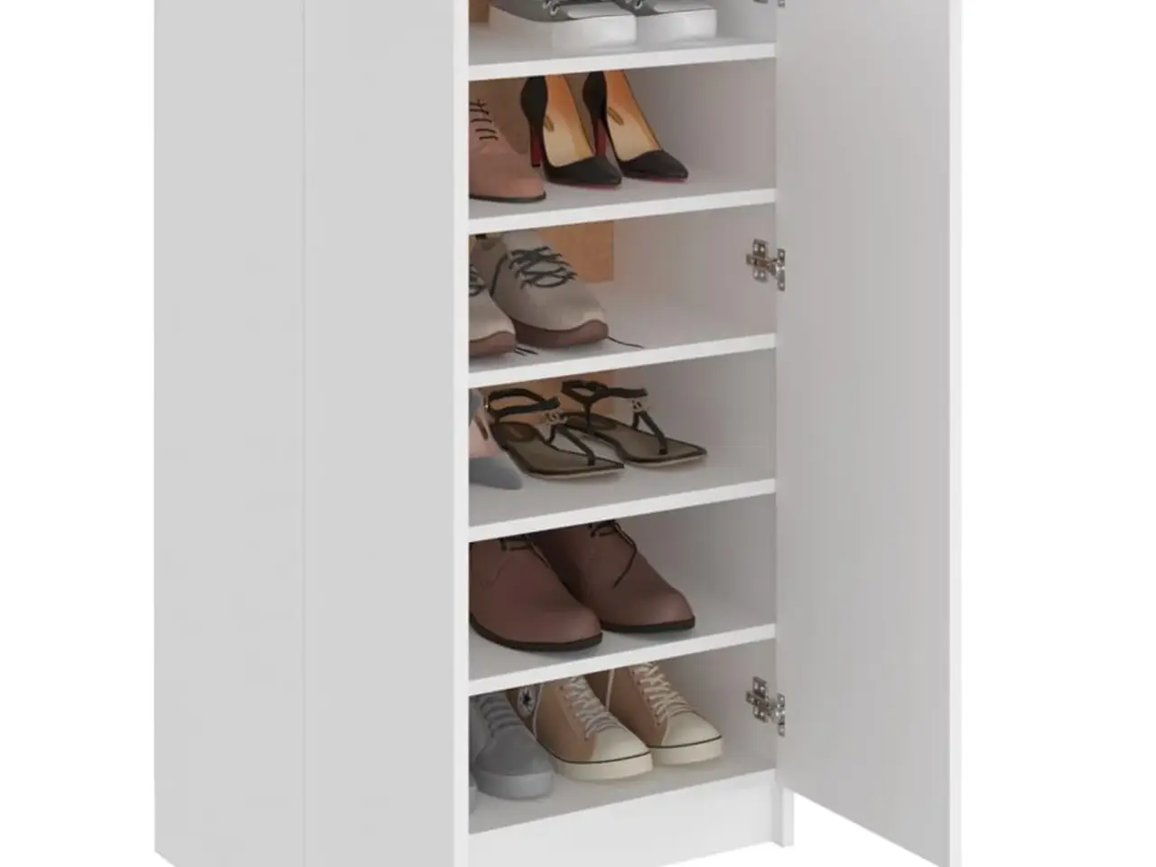 Billede 4 - Skoskab i hvid - 59 × 35 × 100,5 cm, konstrueret træ