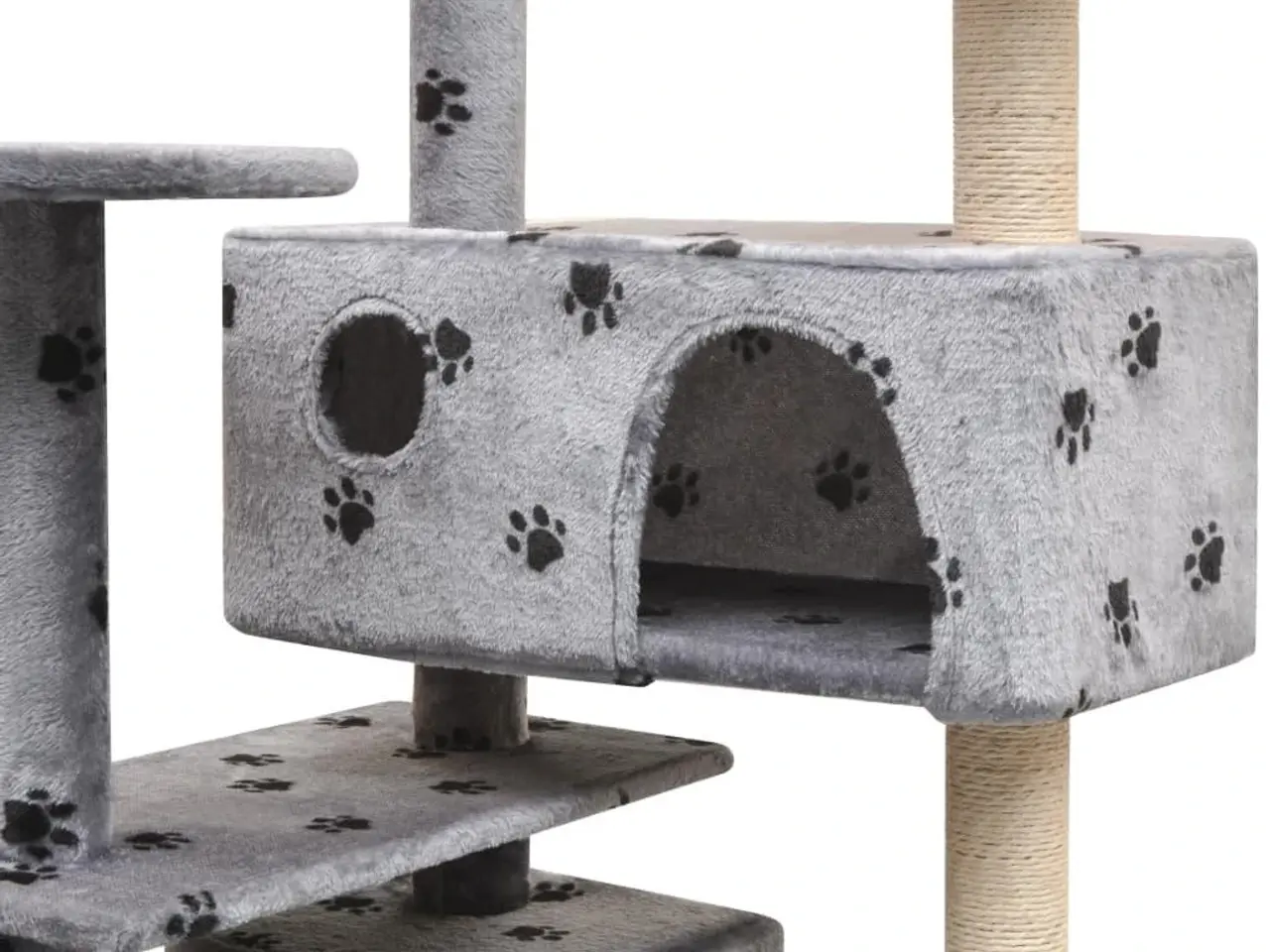 Billede 4 - Kradsetræ til katte med sisal 125 cm - grå med poteprint