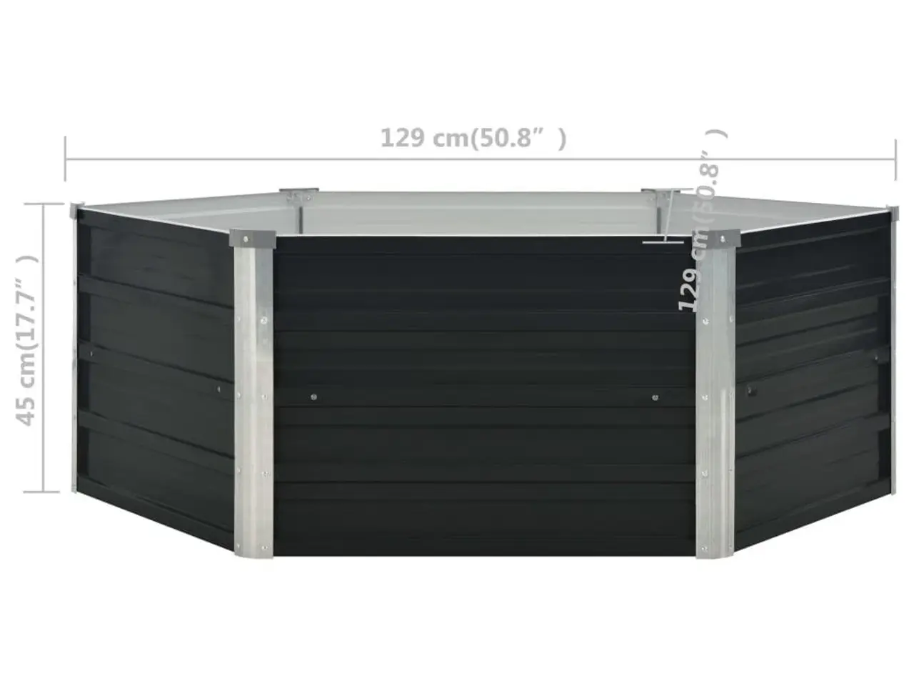 Billede 6 - Hævet plantekasse 129 x 129 x 45 cm - antracitgrå