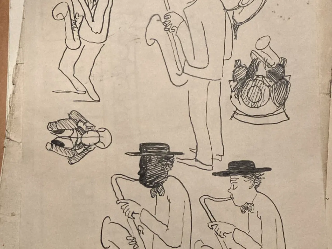 Billede 1 - Tegning tusch jazzmusiker Lester Young, 