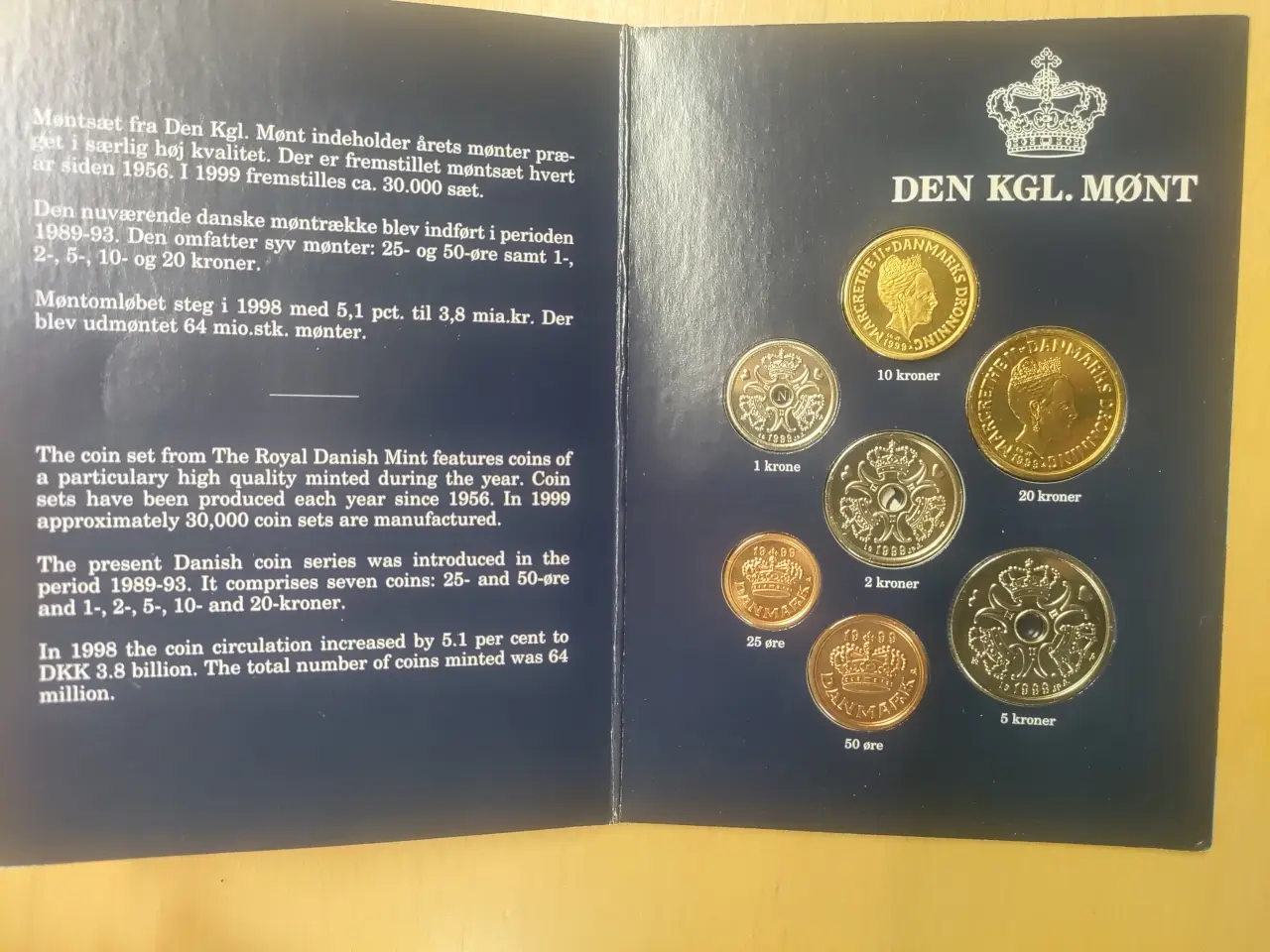 Billede 3 - Dansk møntsæt 1999 fra Den kgl. Mønt