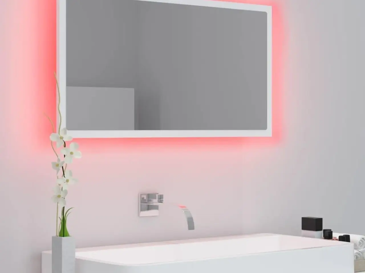 Billede 4 - Badeværelsesspejl med LED-lys 80 x 8,5 x 37 cm - hvid