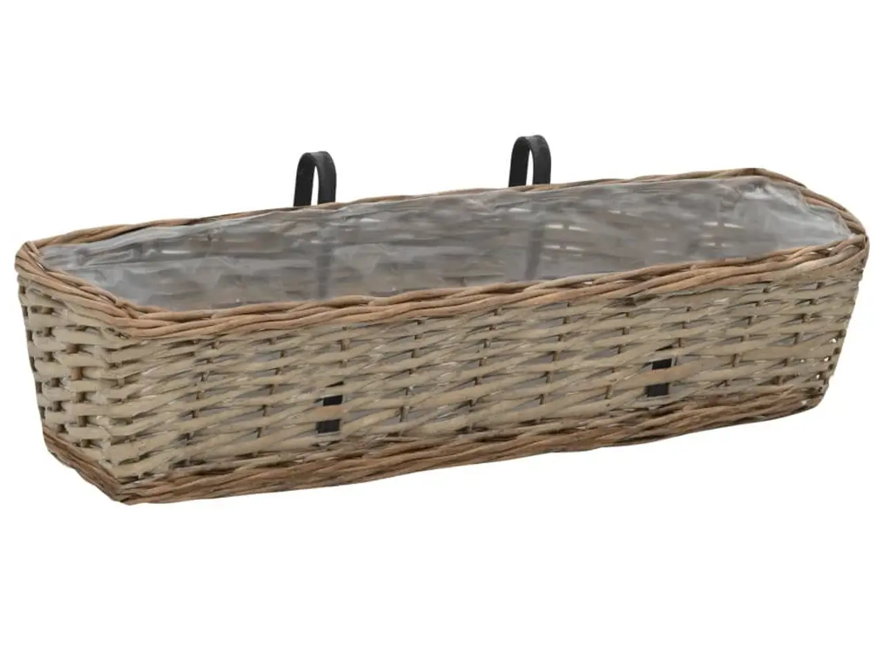 Billede 2 - Plantekasse til altan - 2 stk. kurveflet med PE-foring, 60 cm