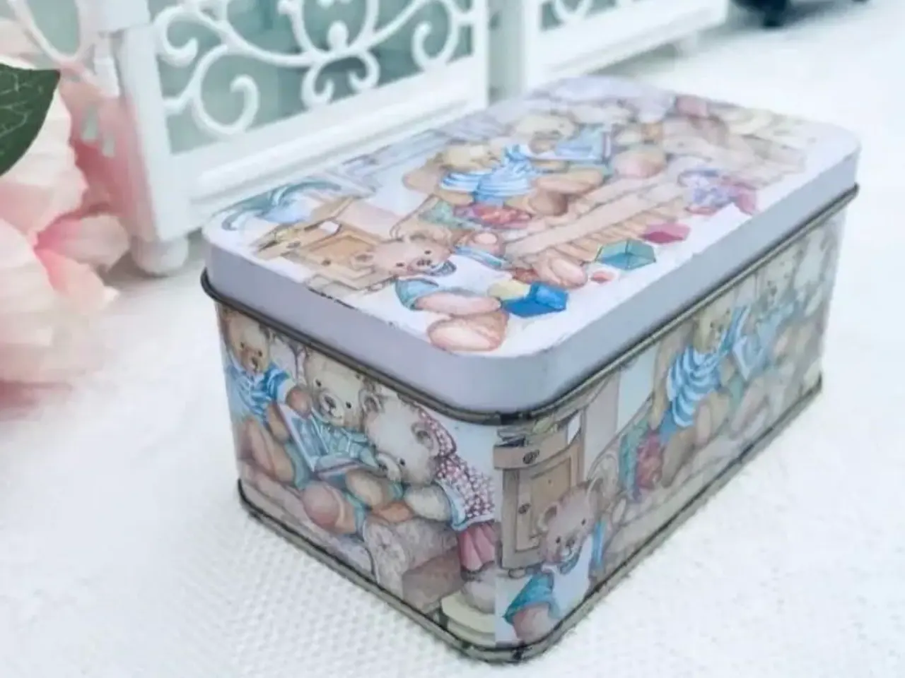 Billede 3 - Ældre bamse dåse med let patina