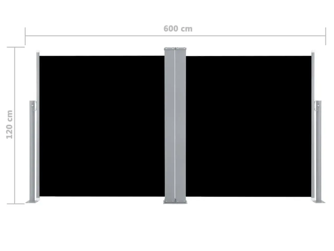Billede 12 - Sammenrullelig sidemarkise 120 × 600 cm - sort