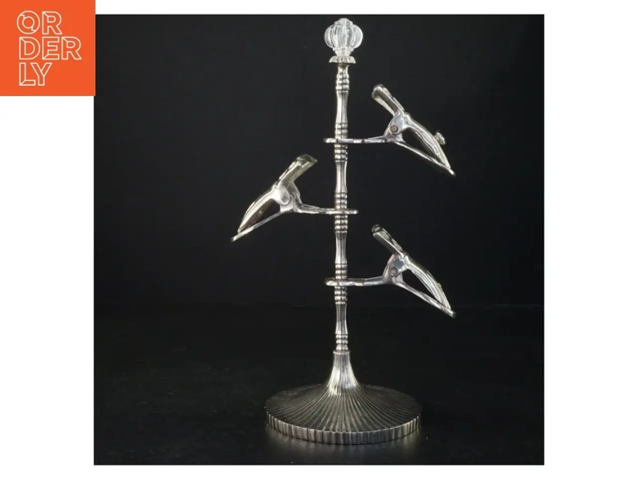 Billede 1 - Sølv Art Deco Stativ med håndformede klemmer (str. 30 cm)