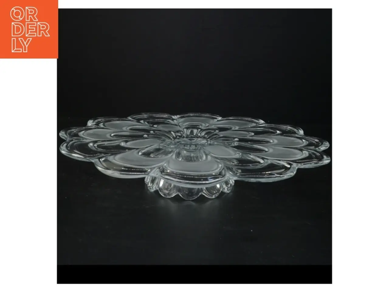 Billede 2 - Glas fad med blomsterdesign (str. 33 x 6 cm)