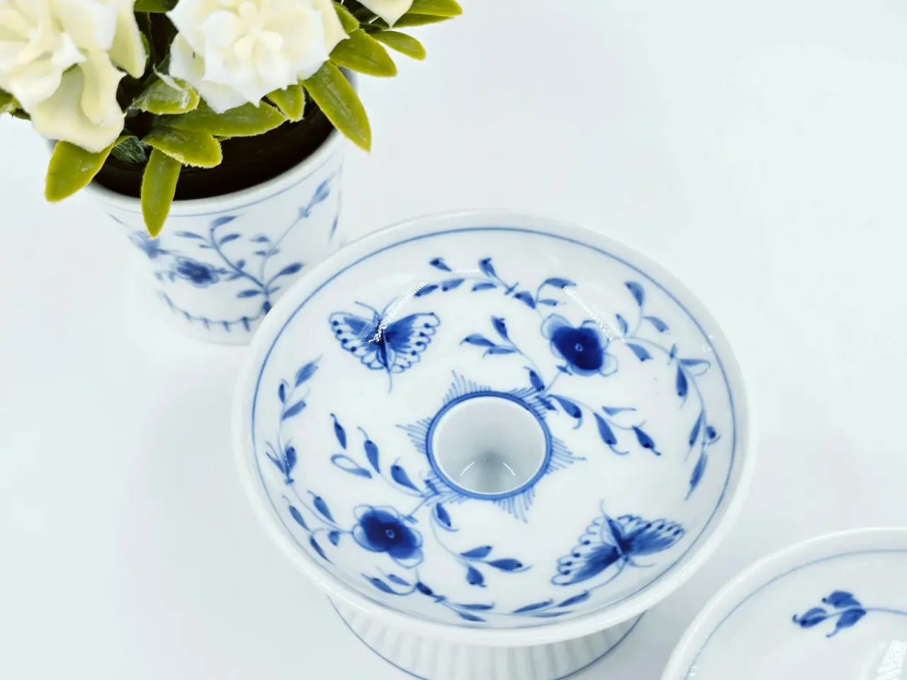 Billede 5 - Sommerfugl lysestage Porcelæn 