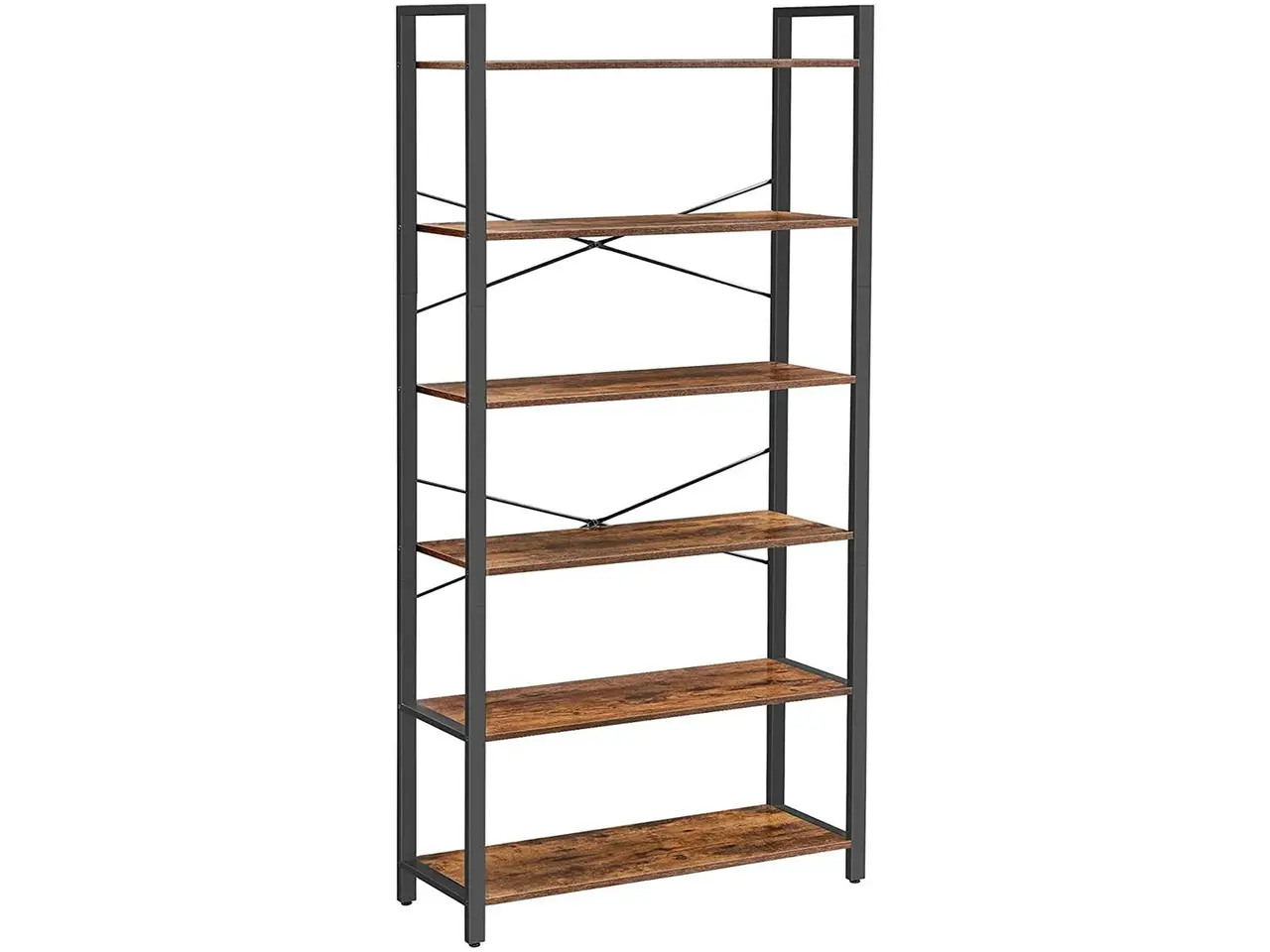 Billede 1 - Stigehylde 6 niveauer, industrielt reolsystem, 80 × 30 × 186 cm, rustik brun/sort