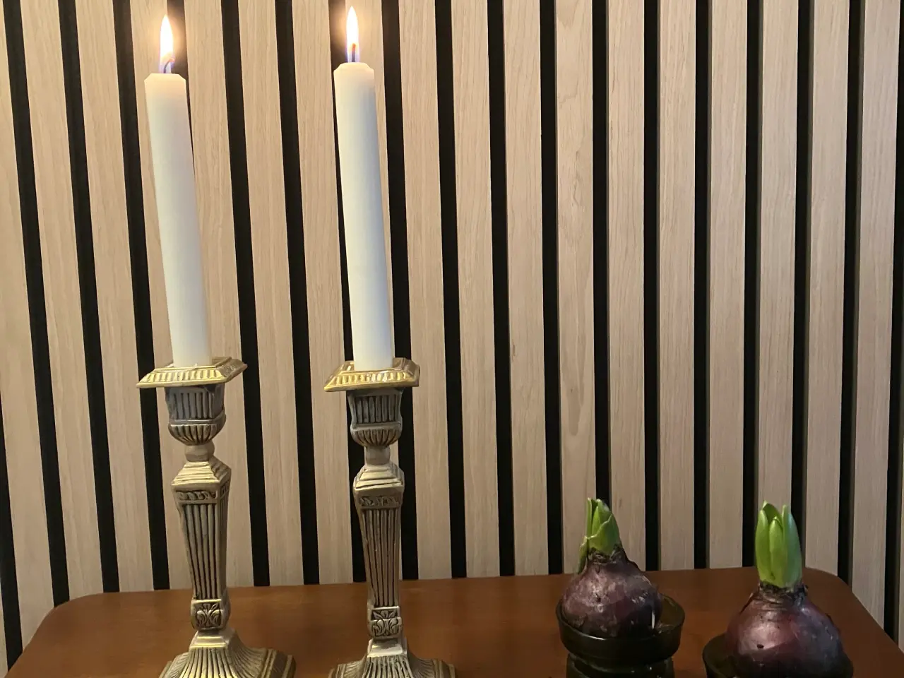 Billede 1 - Vintage lysestager med guld look 