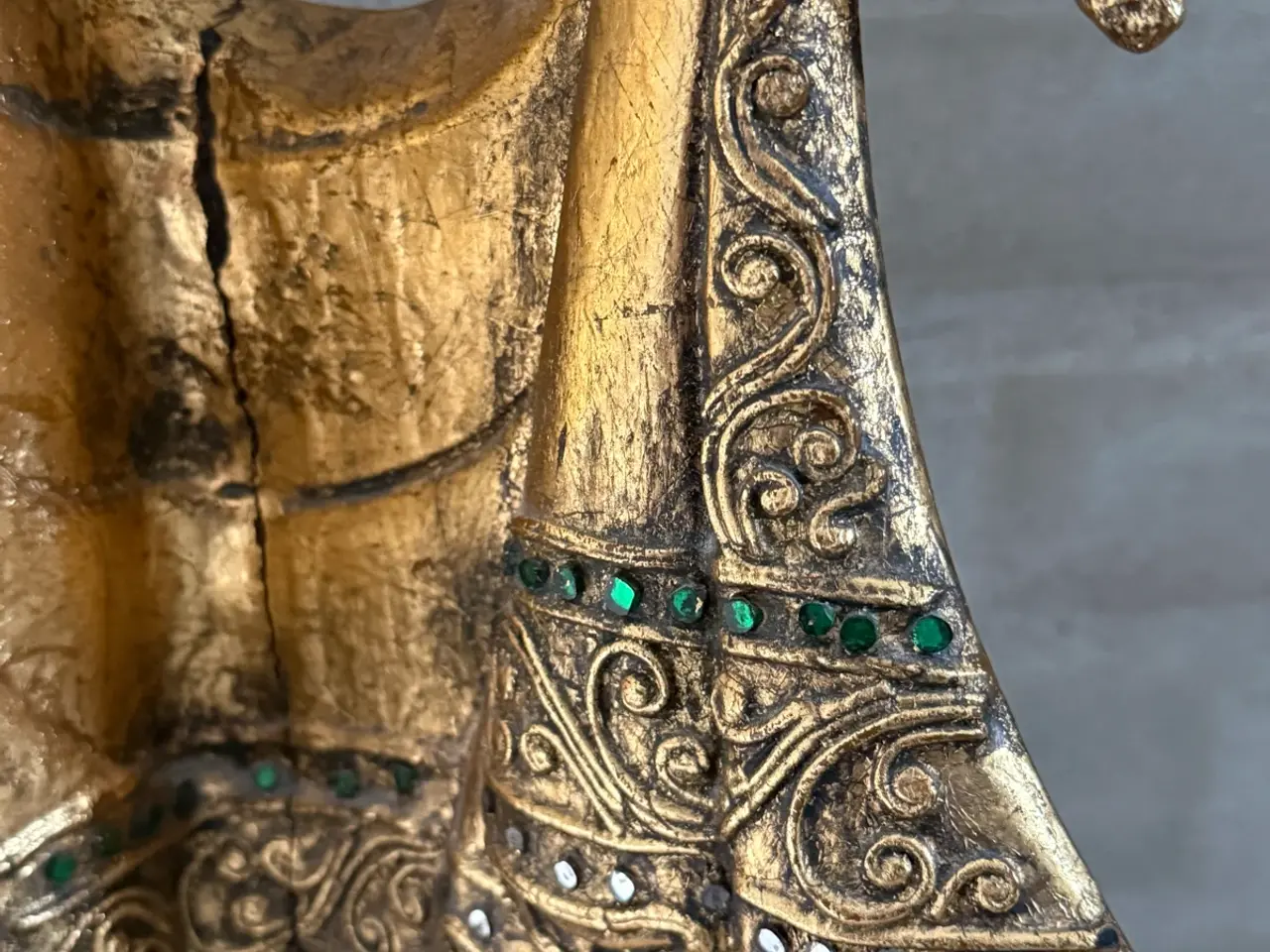 Billede 12 - Stor 102 cm Buddha i massivt træ.