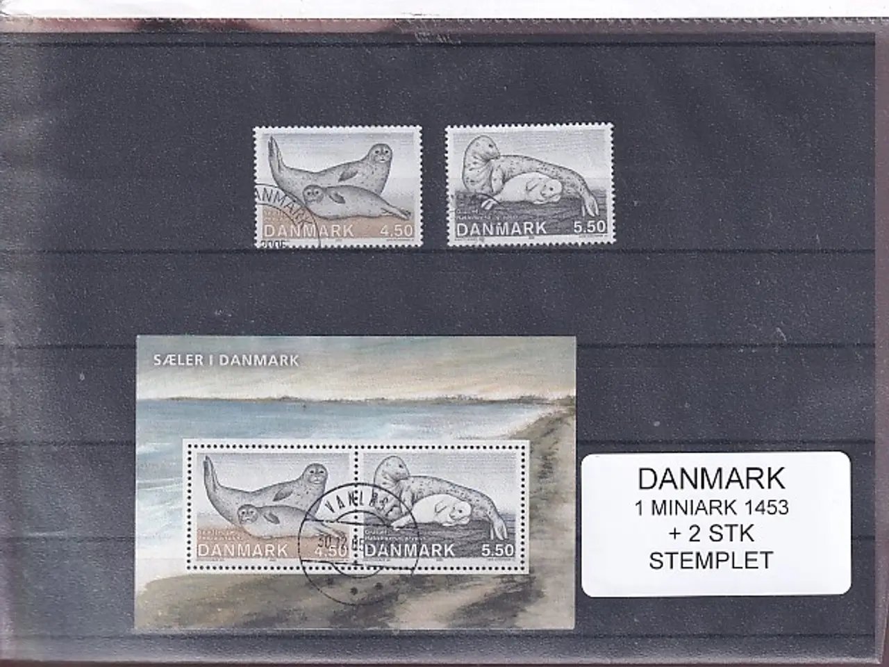 Billede 1 - Danmark - Miniark 1453  + enkeltmærker - Stemplet